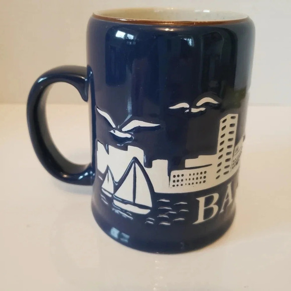 Vtg Baltimore Blue  Ceramic Gloss Glazed Coffee Mug. - Picture 2 of 9